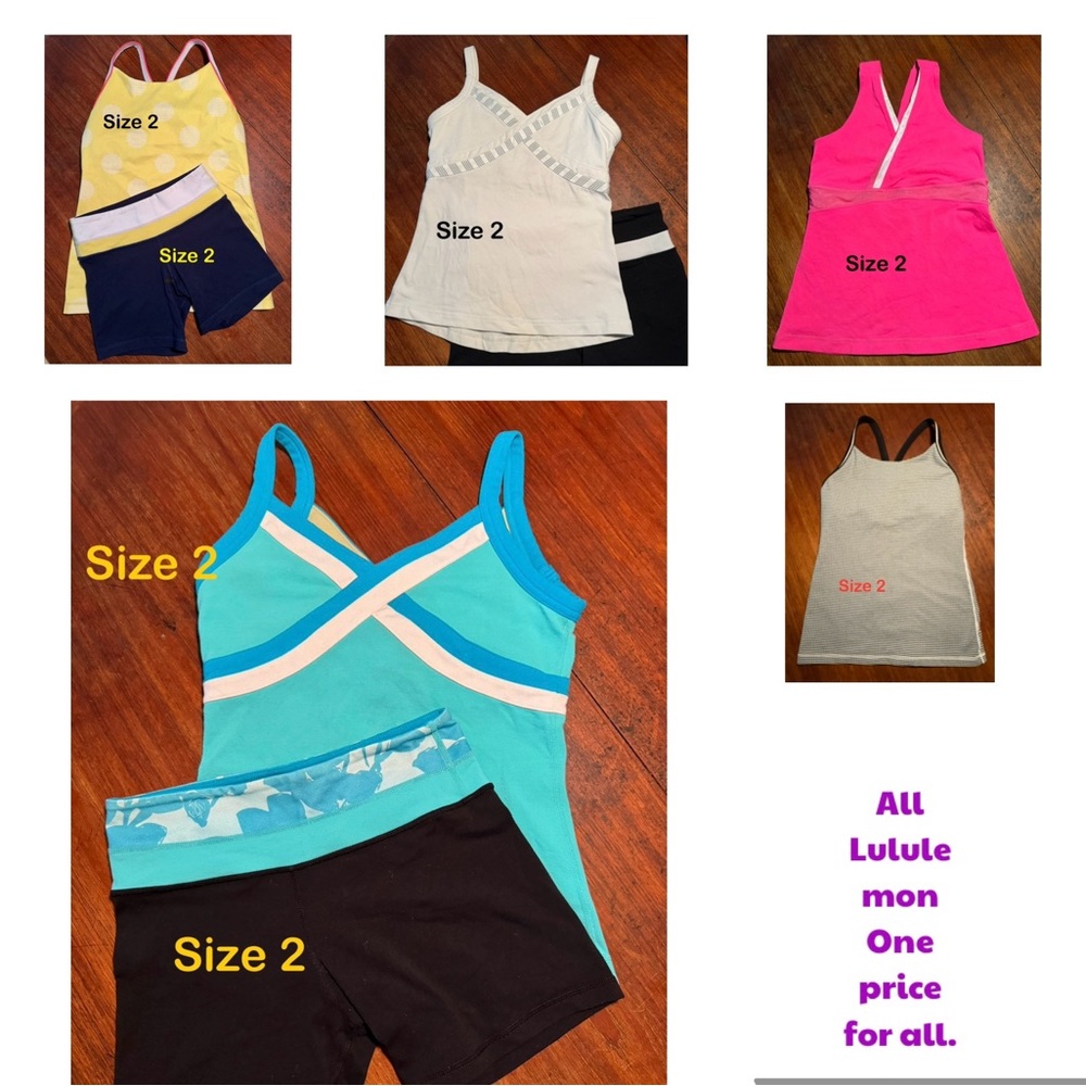 A BUNDLE (A TOTAL OF 8 PIECES) of Lululemon ( 3 pairs of shorts and 5 tops)